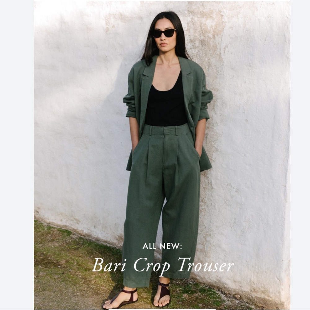 Apiece Apart Petite Bari Crop Trouser - 6 / Thyme